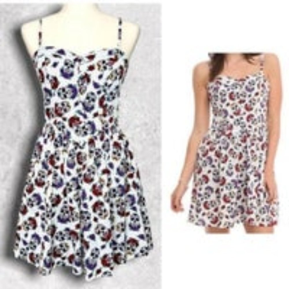 Sugar Skull Fit Flare White Mini Dress Day